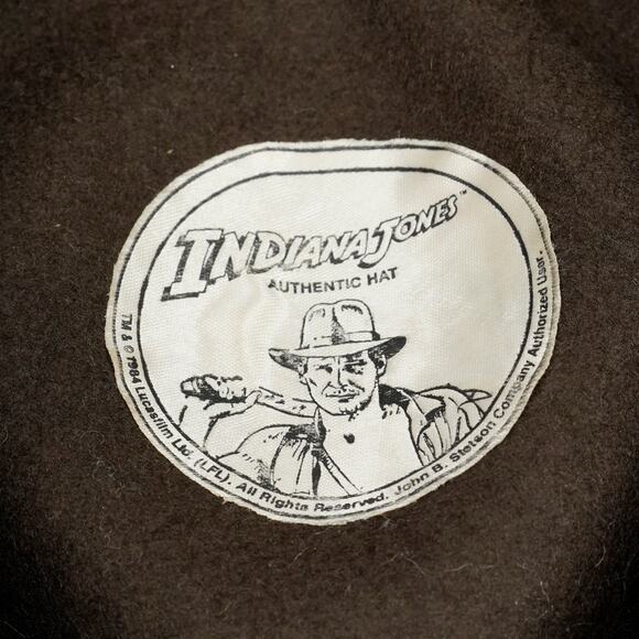 Vintage 1984 Indiana Jones Fedora Stetson Brown Felt Hat Size L - Picture 5 of 9